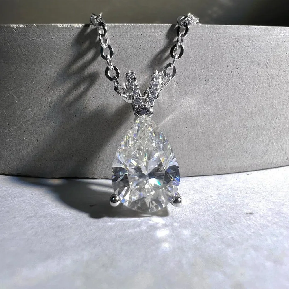 Certified 2ct. t.w. Moissanite Diamond Teardrop Necklace - Picture 2 of 13